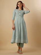 Lucknowi Embroidered Anarkali Kurta With Pant & Dupatta Set, Multicolor - Hiral Fashion | Grocsy