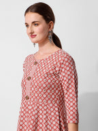 Lucknowi Embroidered Anarkali Kurta With Pant & Dupatta Set, Multicolor - Hiral Fashion | Grocsy