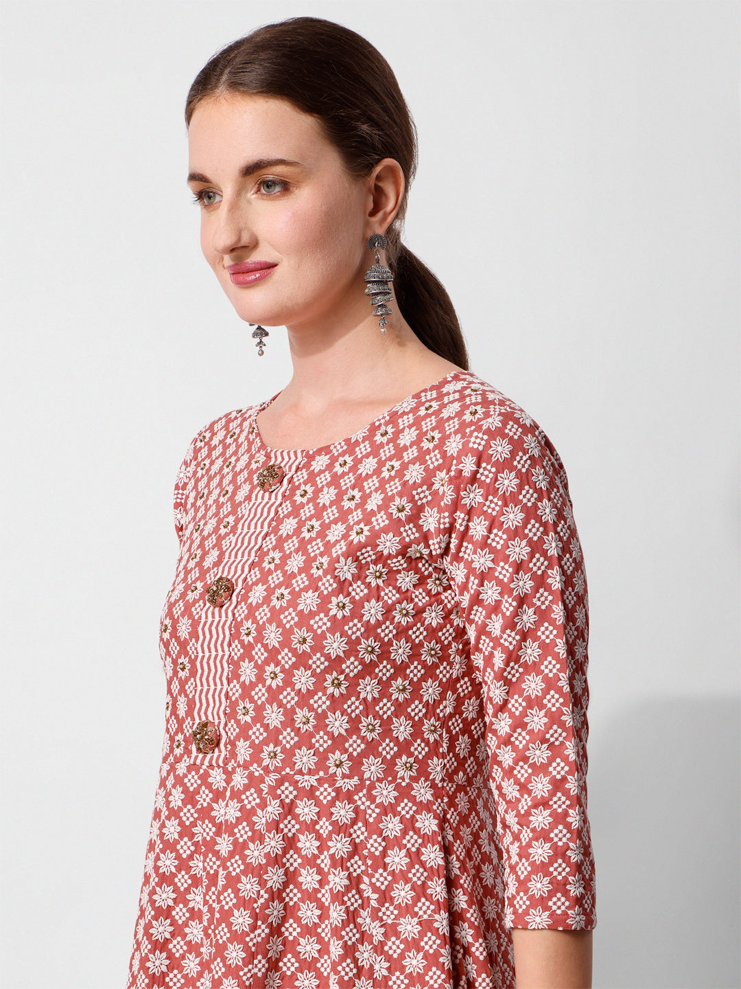 Lucknowi Embroidered Anarkali Kurta With Pant & Dupatta Set, Multicolor - Hiral Fashion | Grocsy