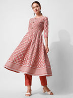 Lucknowi Embroidered Anarkali Kurta With Pant & Dupatta Set, Multicolor - Hiral Fashion | Grocsy