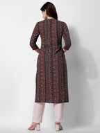 Ehtnic Motif Printed Kurta, Multicolor - Hiral Fashion | Grocsy