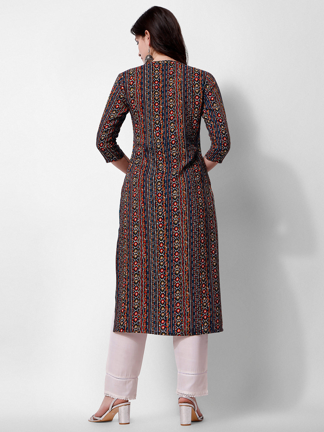 Ehtnic Motif Printed Kurta, Multicolor - Hiral Fashion | Grocsy