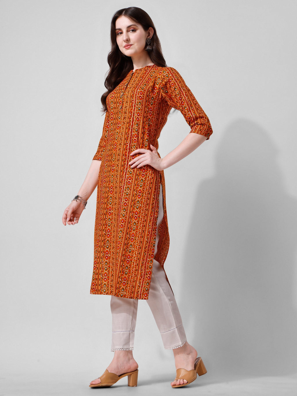 Ehtnic Motif Printed Kurta, Multicolor - Hiral Fashion | Grocsy