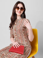 Ethnic Motif Printed Kurta, Multicolor - Hiral Fashion | Grocsy