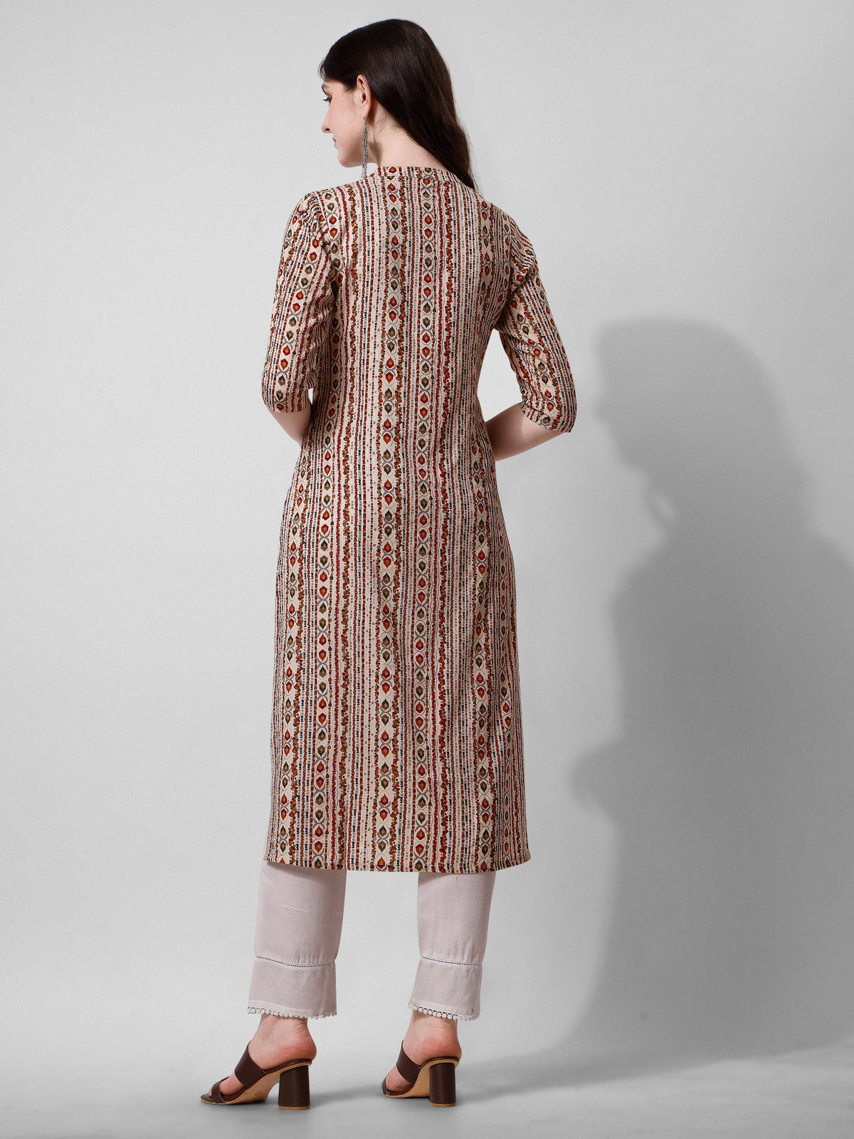 Ethnic Motif Printed Kurta, Multicolor - Hiral Fashion | Grocsy