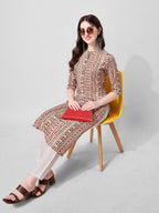 Ethnic Motif Printed Kurta, Multicolor - Hiral Fashion | Grocsy