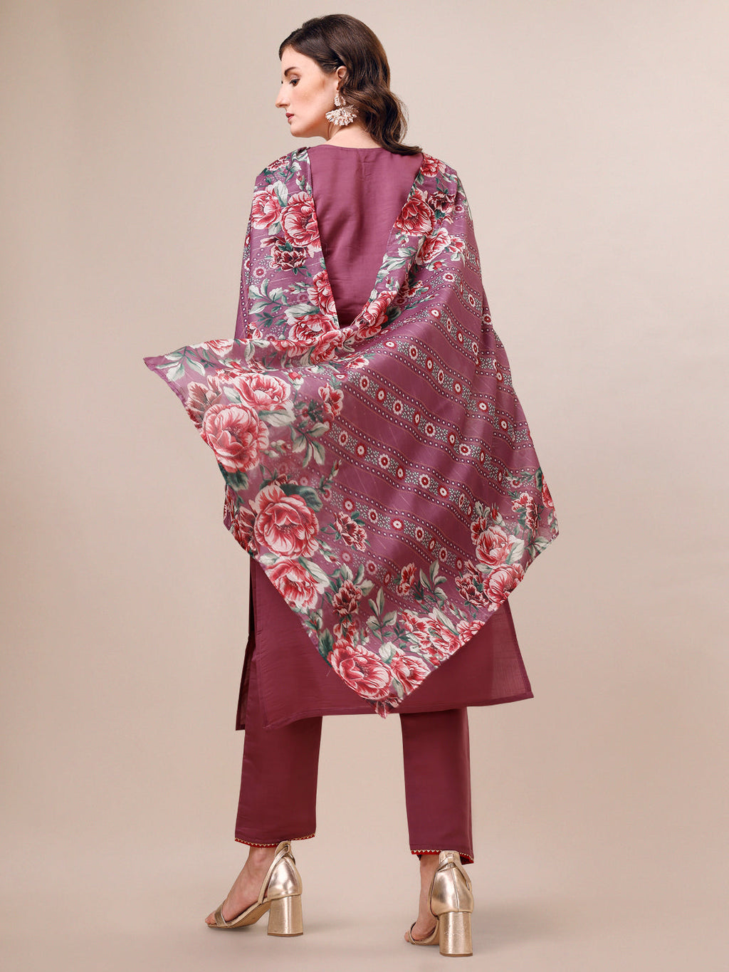 Embroidered Kurta With Pant And Dupatta Set, Multicolor - Hiral Fashion | Grocsy