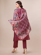 Embroidered Kurta With Pant And Dupatta Set, Multicolor - Hiral Fashion | Grocsy