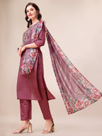 Embroidered Kurta With Pant And Dupatta Set, Multicolor - Hiral Fashion | Grocsy