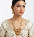 Jewel City Antique Temple Jewelry Gold-Plated Necklace Set with Lakshmi Pendant & Earrings Traditional South Indian Bridal Jewelry | Grocsy