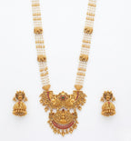 Jewel City Antique Temple Jewelry Gold-Plated Necklace Set with Lakshmi Pendant & Earrings Traditional South Indian Bridal Jewelry | Grocsy