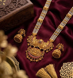Jewel City Antique Temple Jewelry Gold-Plated Necklace Set with Lakshmi Pendant & Earrings Traditional South Indian Bridal Jewelry | Grocsy