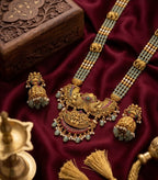 Jewel City Antique Temple Jewelry Gold-Plated Necklace Set with Lakshmi Pendant & Earrings Traditional South Indian Bridal Jewelry | Grocsy