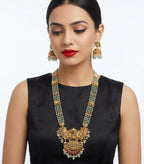 Jewel City Antique Temple Jewelry Gold-Plated Necklace Set with Lakshmi Pendant & Earrings Traditional South Indian Bridal Jewelry | Grocsy