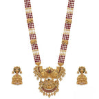 Jewel City Antique Temple Jewelry Gold-Plated Necklace Set with Lakshmi Pendant & Earrings Traditional South Indian Bridal Jewelry | Grocsy