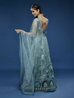 House of Panchhi Blue Net Gotapatti Work Lehenga & Blouse with Dupatta | Grocsy