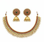 Jewel City Exquisite Gold-Plated Traditional Choker Necklace Set | Grocsy