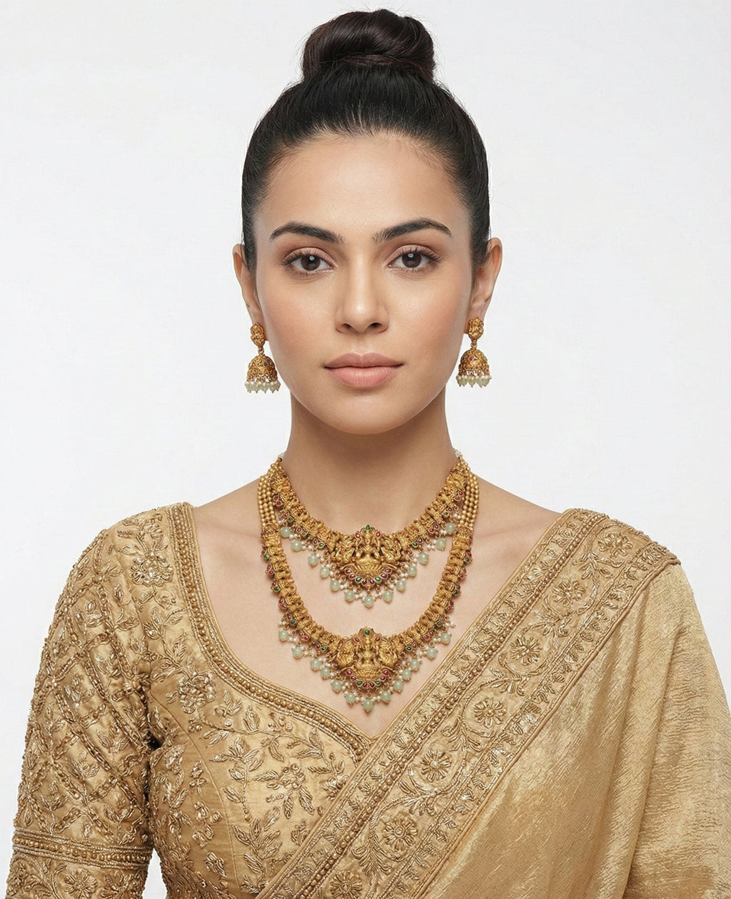 Jewel City Traditional Gold Plated Lakshmi Temple Jewelry Set | Grocsy