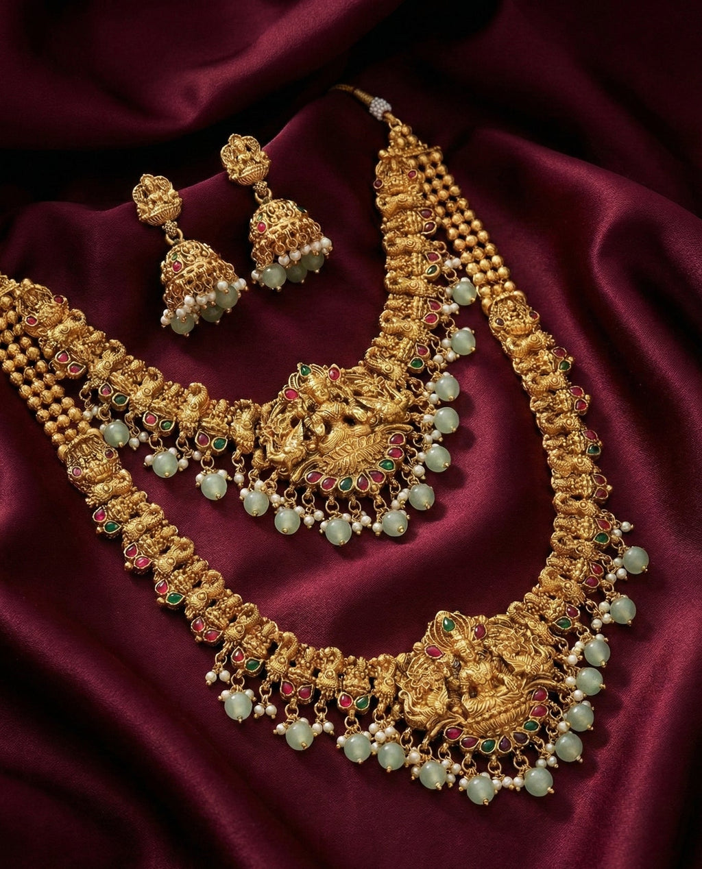 Jewel City Traditional Gold Plated Lakshmi Temple Jewelry Set | Grocsy