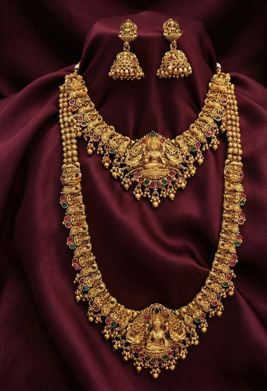 Jewel City Traditional Gold Plated Lakshmi Temple Jewelry Set | Grocsy