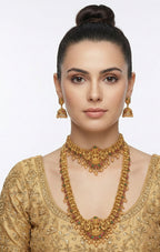 Jewel City Traditional Gold Plated Lakshmi Temple Jewelry Set | Grocsy