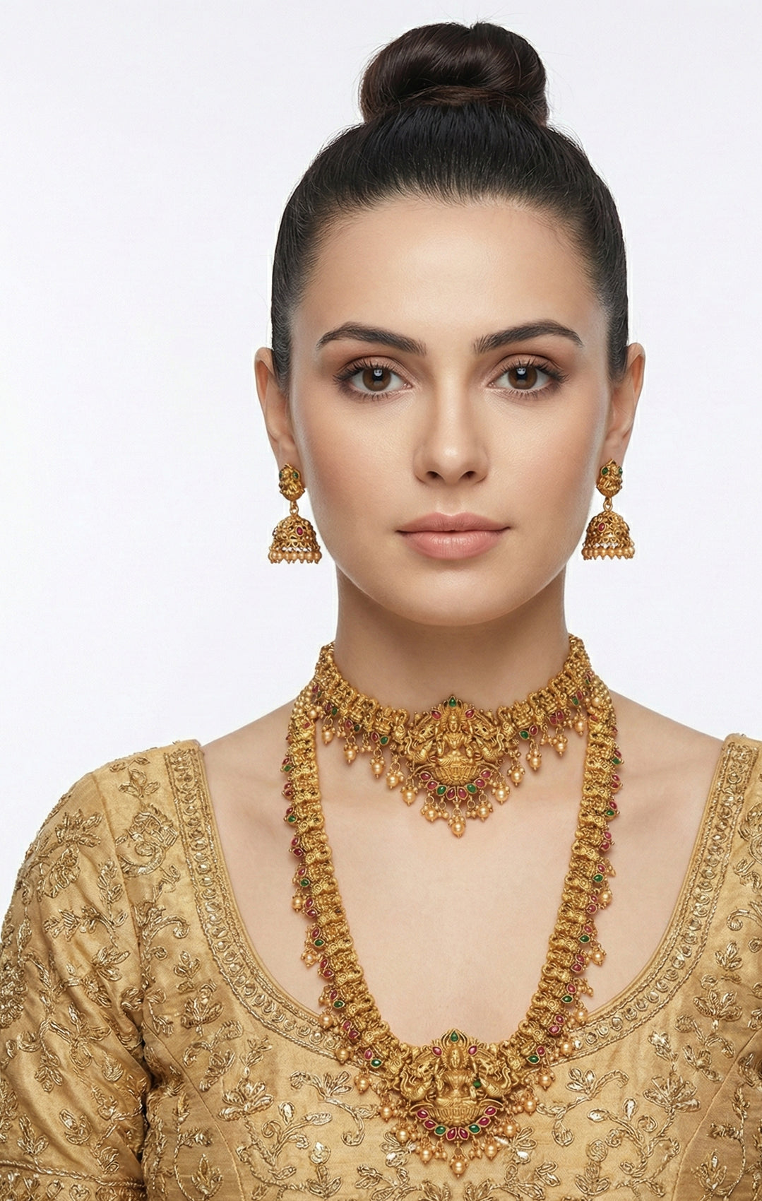 Jewel City Traditional Gold Plated Lakshmi Temple Jewelry Set | Grocsy