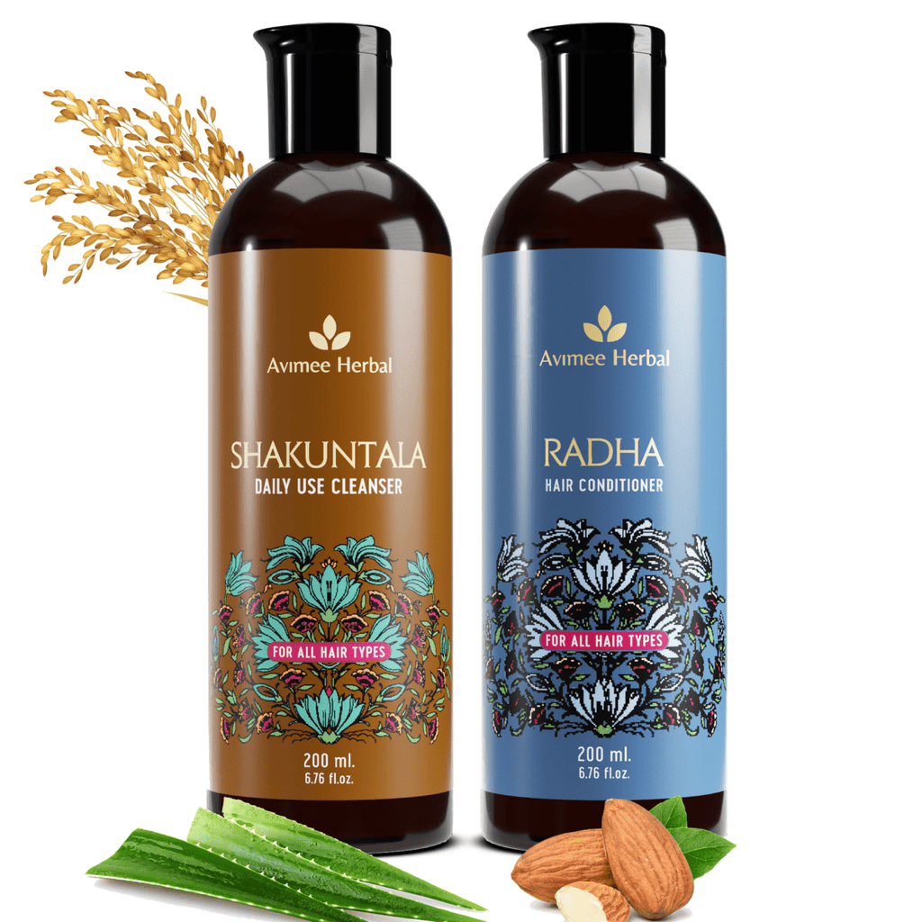 Avimee Herbal Shakuntala Hair Cleanser and Radha Hair Conditioner Combo For Silky, Shiny & Strong Hair | Grocsy