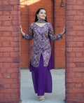 Teeya Creation Purple Color Tapeta Silk Embroidery Work Party Wear Palazzo Set | Grocsy