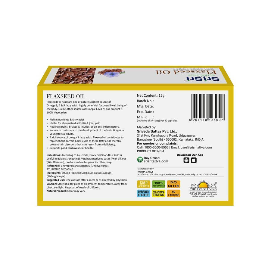 Sri Sri Tattva Flaxseed Oil Capsules | Grocsy