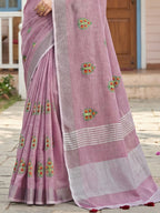 Shree Shyam Fashion Light Purple Linen Saree | Grocsy