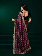 Joban Fashion Purple Net Party Wear Sarees | Grocsy