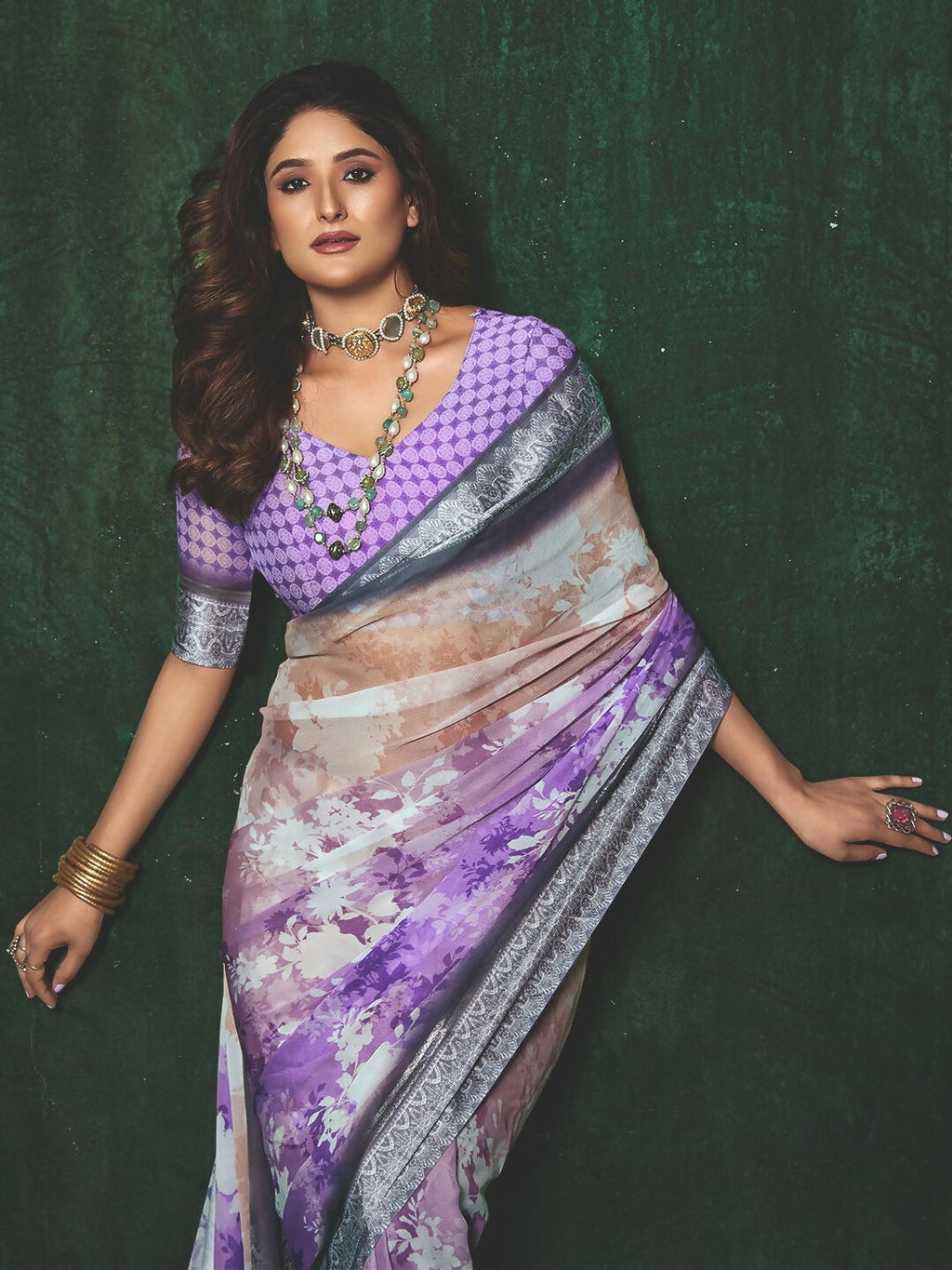 Joban Fashion Dola Silk With Zari Border Shaded Multi Color Work Saree | Grocsy