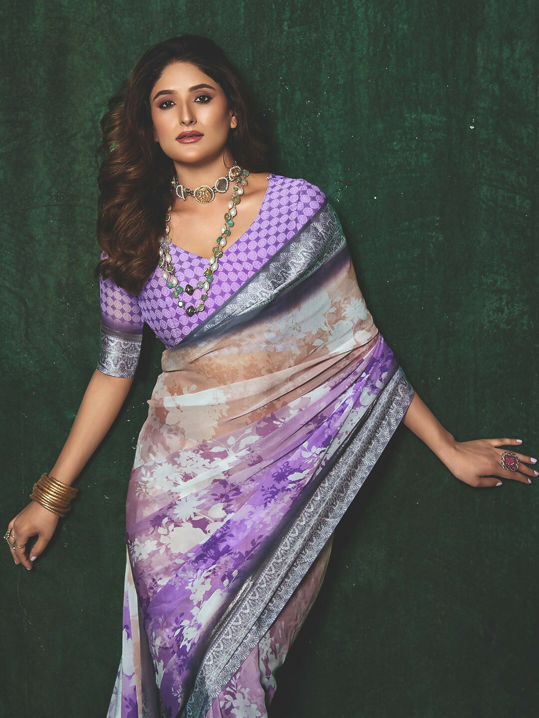 Joban Fashion Dola Silk With Zari Border Shaded Multi Color Work Saree | Grocsy