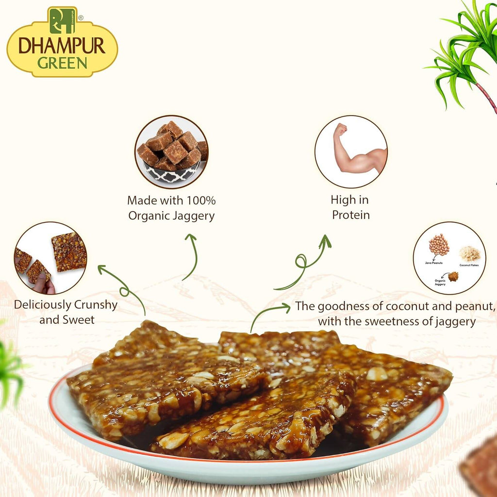 Dhampur Green Coconut Peanut Chikki | Grocsy