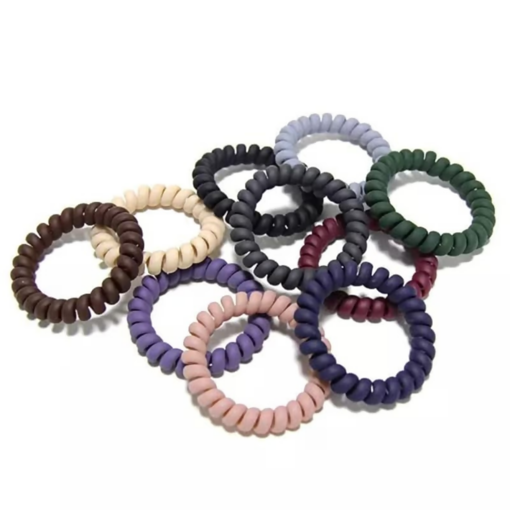 Bronson Professional Spiral Hair Ties Rubber Band - Dark Brown | Grocsy