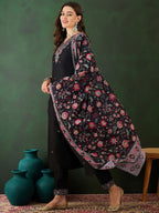 Sangria Floral Embroidered Sequinned Kurta with Trousers & Dupatta | Grocsy