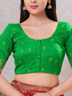 Joban Fashion Women Silk Green Stitched Blouse | Grocsy