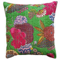 The Decor Nook Parrot Green Base With Multicolour Flowers Print Cushion Cover | Grocsy