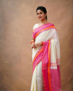 Exclusive Collection Off White Beautiful Khadi Cotton Handloom Saree | Grocsy