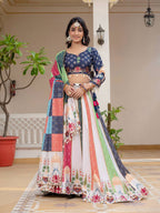 Teeya Creation Multi Colour Creap Silk Navratry Special Lehenga Choli | Grocsy