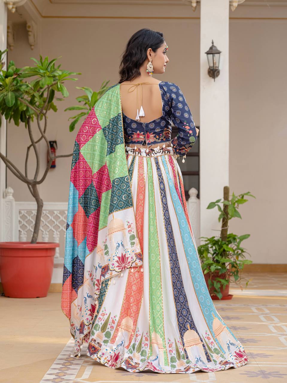 Teeya Creation Multi Colour Creap Silk Navratry Special Lehenga Choli | Grocsy