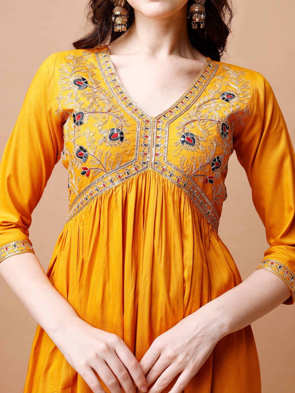Alia Cut Embroidered Kurta With Pant & Dupatta, Multicolor - Hiral Fashion | Grocsy