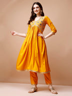 Alia Cut Embroidered Kurta With Pant & Dupatta, Multicolor - Hiral Fashion | Grocsy