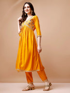 Alia Cut Embroidered Kurta With Pant & Dupatta, Multicolor - Hiral Fashion | Grocsy
