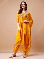 Alia Cut Embroidered Kurta With Pant & Dupatta, Multicolor - Hiral Fashion | Grocsy