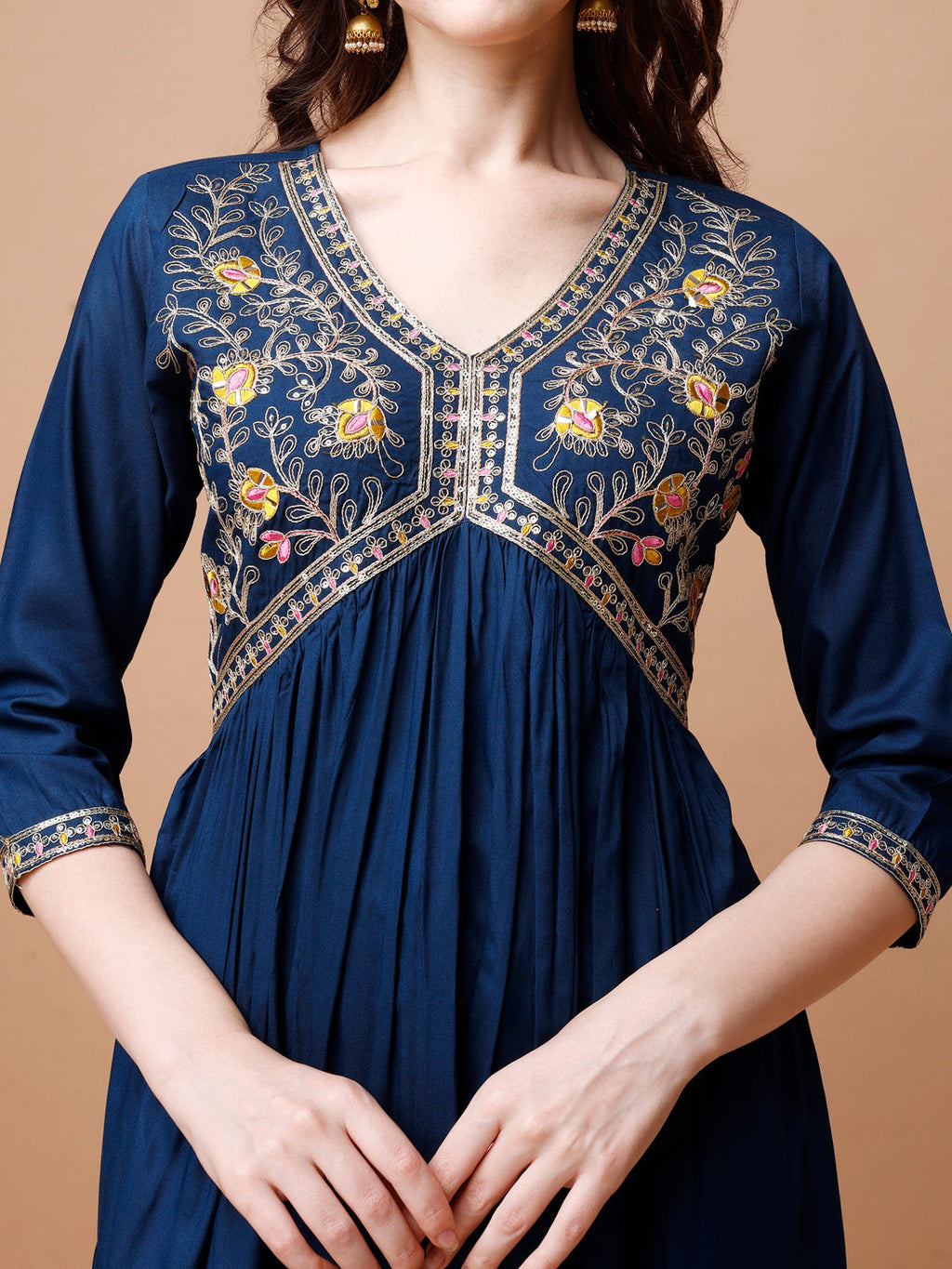 Alia Cut Embroidered Kurta With Pant & Dupatta, Multicolor - Hiral Fashion | Grocsy