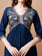 Alia Cut Embroidered Kurta With Pant & Dupatta, Multicolor - Hiral Fashion | Grocsy