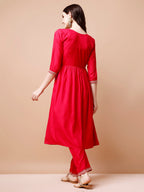 Alia Cut Embroidered Kurta With Pant & Dupatta, Multicolor - Hiral Fashion | Grocsy
