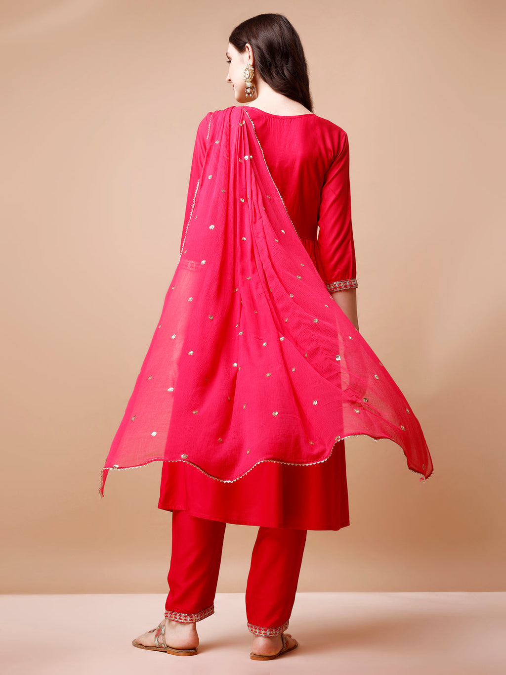 Alia Cut Embroidered Kurta With Pant & Dupatta, Multicolor - Hiral Fashion | Grocsy