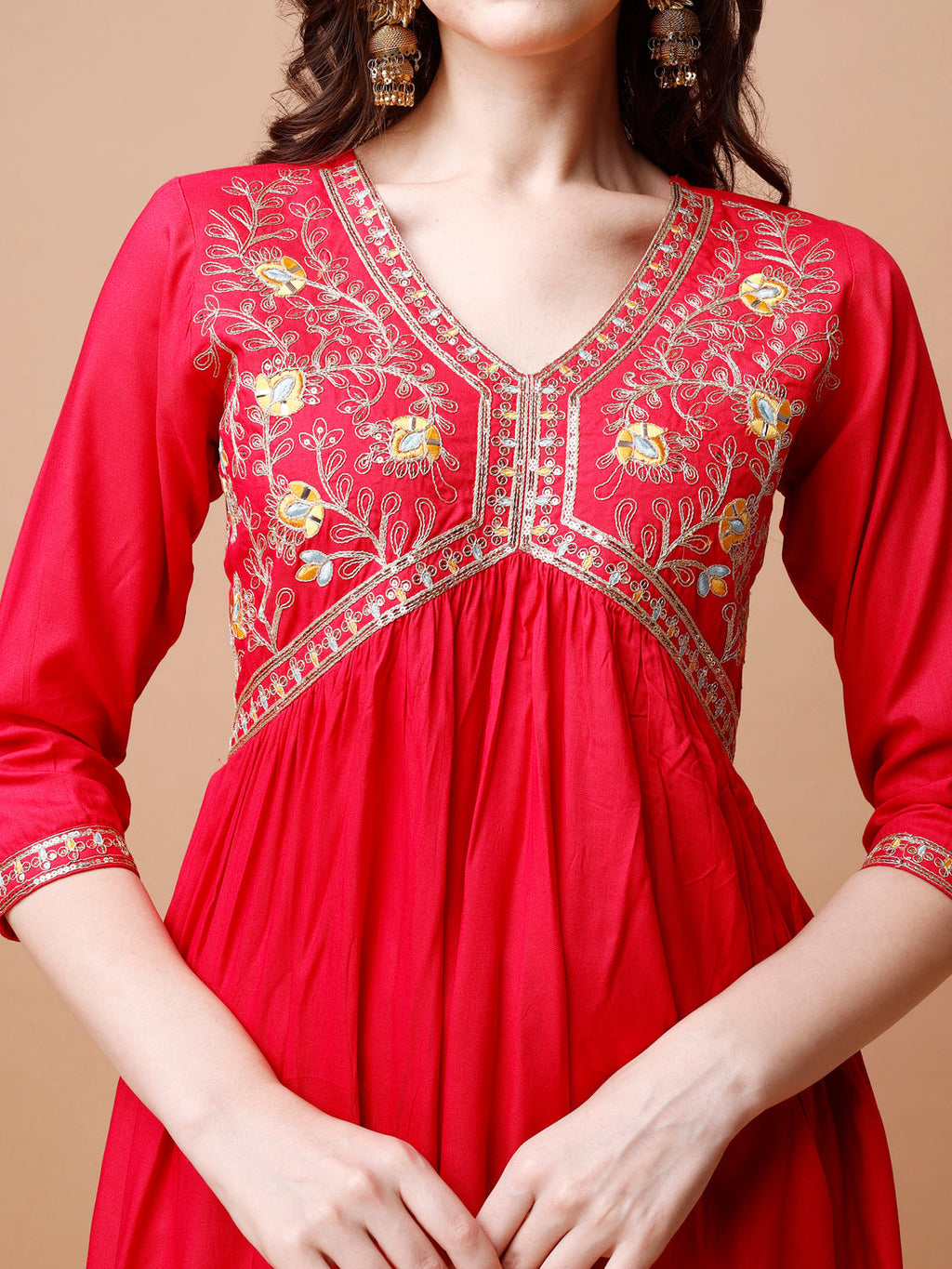 Alia Cut Embroidered Kurta With Pant & Dupatta, Multicolor - Hiral Fashion | Grocsy
